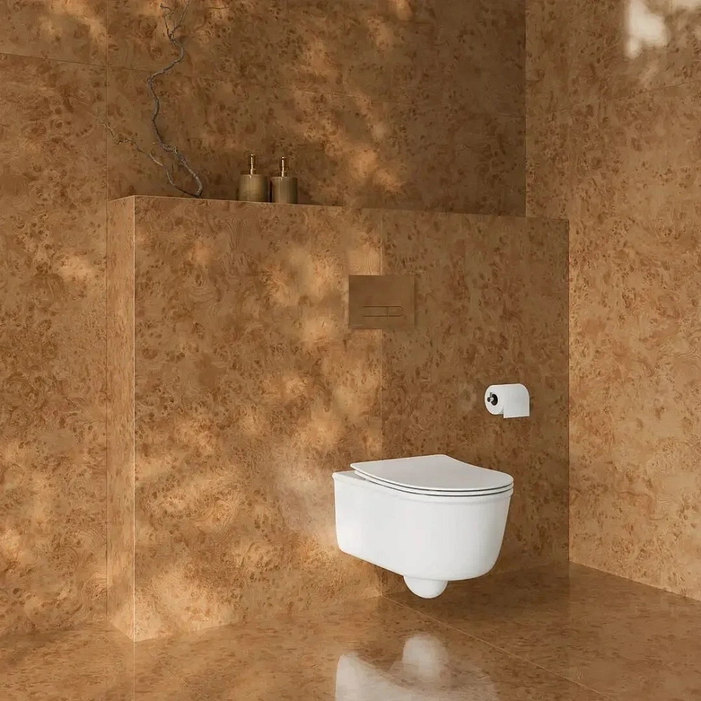Унитаз подвесной Kerama Marazzi Элеганс KMELWC53GWH2 безободковый, белый глянцевый — Изображение 5