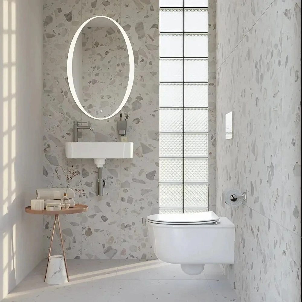 Унитаз подвесной Kerama Marazzi Элеганс KMELWC53GWH2 безободковый, белый глянцевый — Изображение 7