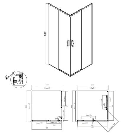 Душевой уголок Kerama Marazzi Lindo LN.100.SSD.CR раздвижной с функцией плавного открывания и закрывания 100х100х195, хром Душевой уголок Kerama Marazzi Lindo LN.100.SSD.CR раздвижной с функцией плавного открывания и закрывания 100х100х195, хром