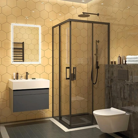 Душевой уголок Kerama Marazzi Vetro VE.90.SSD.BLK.M раздвижной, 90х90х195, матовый черный Душевой уголок Kerama Marazzi Vetro VE.90.SSD.BLK.M раздвижной, 90х90х195, матовый черный