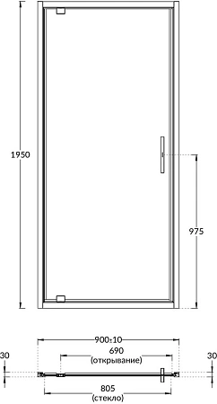 Душевая дверь Kerama Marazzi Vetro 90х195 VE.90.PD.CR распашная, хром Душевая дверь Kerama Marazzi Vetro 90х195 VE.90.PD.CR распашная, хром
