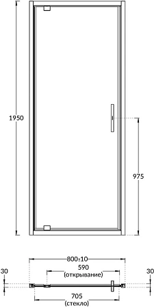 Душевая дверь Kerama Marazzi Vetro 80х195 VE.80.PD.BLK.M распашная, матовый черный Душевая дверь Kerama Marazzi Vetro 80х195 VE.80.PD.BLK.M распашная, матовый черный