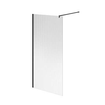 Душевая перегородка Kerama Marazzi Cristallo CT.100.WI.BLK.M с рифленым стеклом, 100х210, матовый черный