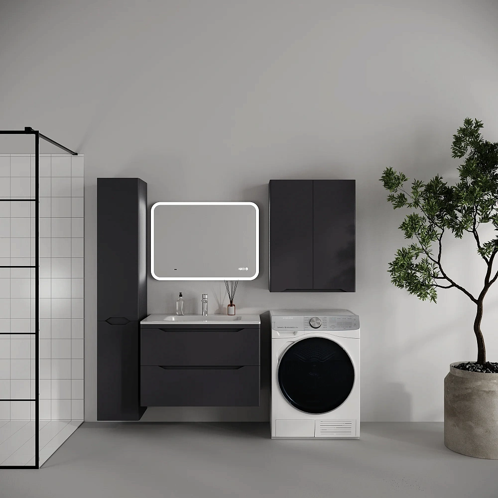 Тумба под раковину STYLE LINE Марелла 80 СС-00002557 подвесная, люкс плюс антискрейтч графит — Изображение 2