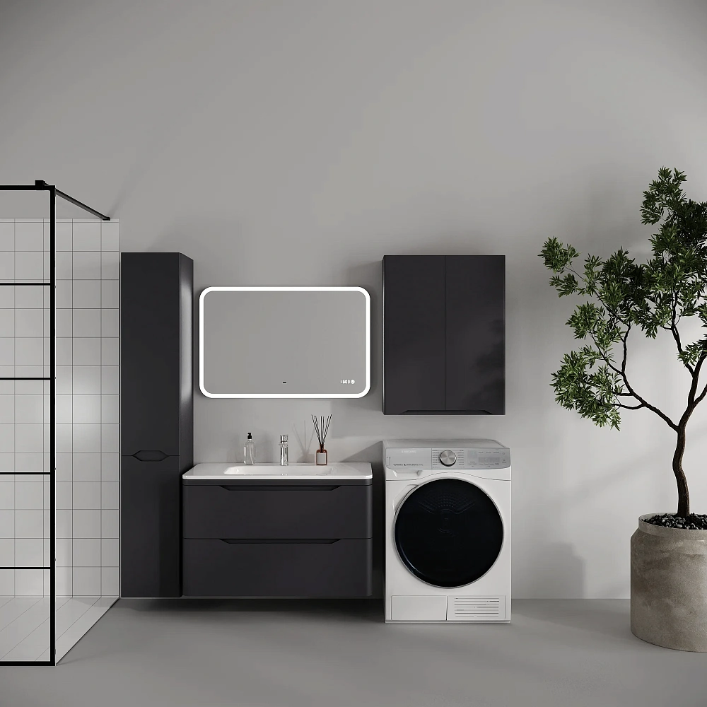 Тумба под раковину STYLE LINE Марелла 90 СС-00002756 подвесная, люкс плюс антискрейтч графит — Изображение 2