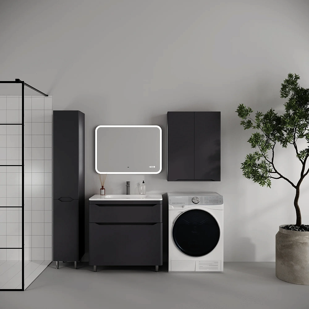 Тумба под раковину STYLELINE Марелла 80 СС-00002555 напольная, люкс плюс антискрейтч графит — Изображение 2