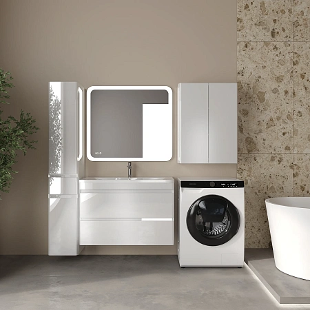 Шкаф-пенал STYLE LINE Атлантика 35 L СС-00002560 с корзиной, люкс плюс белый глянец Шкаф-пенал STYLE LINE Атлантика 35 L СС-00002560 с корзиной, люкс плюс белый глянец