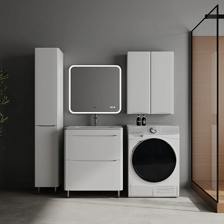 Шкаф-пенал STYLE LINE Бергамо L СС-00002510 с корзиной, люкс плюс антискрейтч белый глянец Шкаф-пенал STYLE LINE Бергамо L СС-00002510 с корзиной, люкс плюс антискрейтч белый глянец