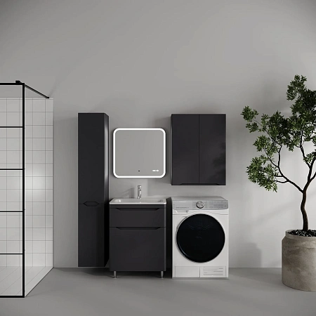 Шкаф-пенал STYLE LINE Марелла СС-00002551 с корзиной, люкс плюс антискрейтч графит Шкаф-пенал STYLE LINE Марелла СС-00002551 с корзиной, люкс плюс антискрейтч графит