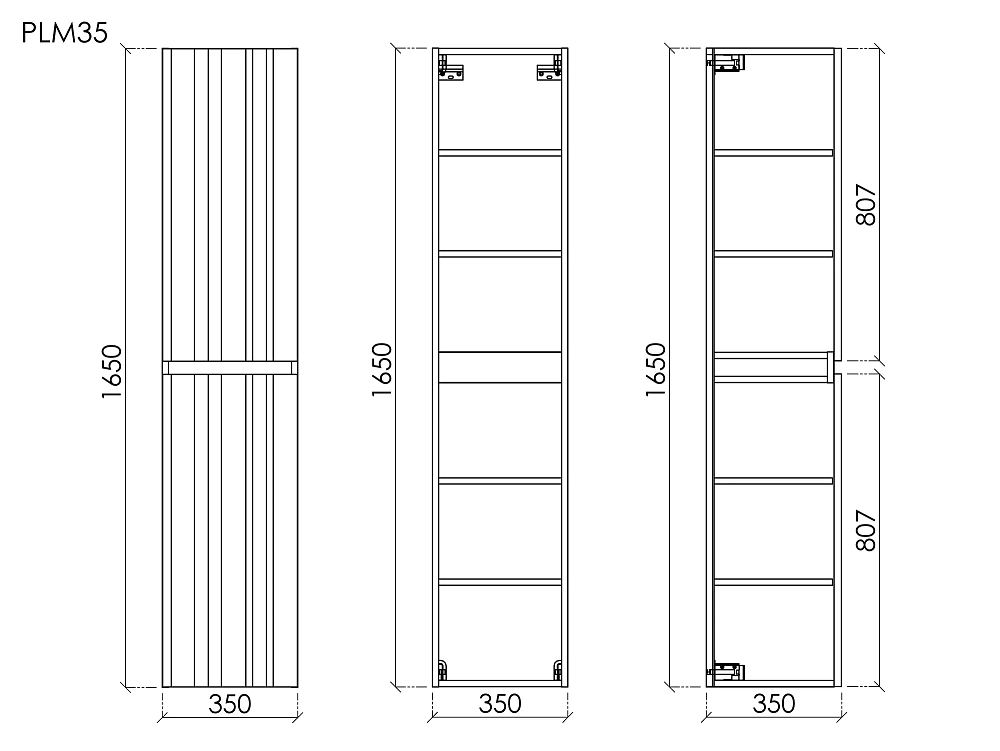 Шкаф-пенал Sancos Lamel PLM35W 35x35x165 белый матовый (bianco) — Изображение 6