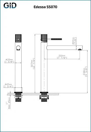 Смеситель для раковины GID Edessa SS070-CH-D (SS070CHD) хром Смеситель для раковины GID Edessa SS070-CH-D (SS070CHD) хром