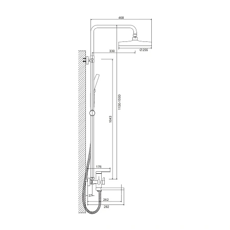 Душевая система BELZ B24813-7 черный Душевая система BELZ B24813-7 черный