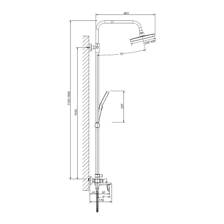 Душевая система BELZ B24715-7 черный Душевая система BELZ B24715-7 черный