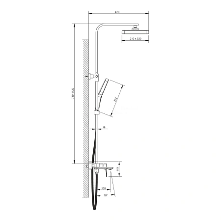 Душевая система BELZ B24709-7 черный Душевая система BELZ B24709-7 черный