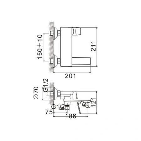 Смеситель для ванны BELZ B60533-7 черный Смеситель для ванны BELZ B60533-7 черный