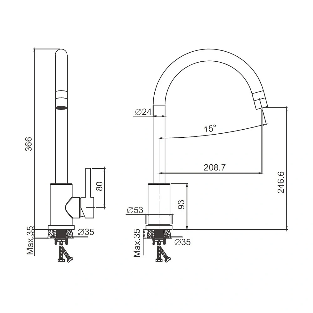 Смеситель для кухни BELZ B70810-8 белый — Изображение 2