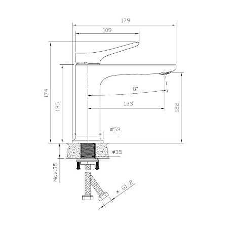 Смеситель для раковины BELZ B10786 хром Смеситель для раковины BELZ B10786 хром