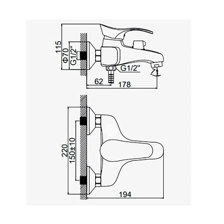 Смеситель для ванны D-Lin D130405-8 хром Смеситель для ванны D-Lin D130405-8 хром