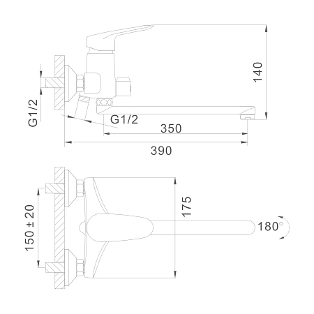 Смеситель для ванны D-Lin D147375 хром Смеситель для ванны D-Lin D147375 хром