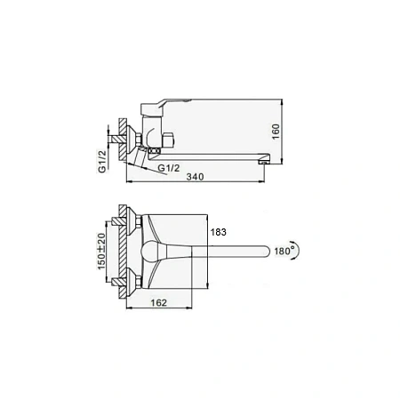 Смеситель для ванны D-Lin D147403-6 хром Смеситель для ванны D-Lin D147403-6 хром