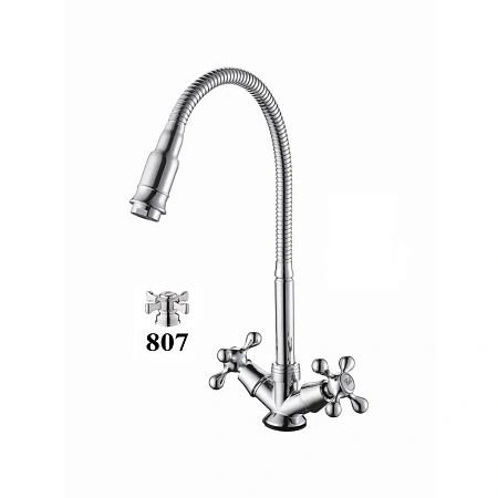 Смеситель для кухни D-Lin D151807-Q с гибким изливом, хром Смеситель для кухни D-Lin D151807-Q с гибким изливом, хром