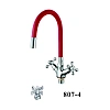 Смеситель для кухни D-Lin D153807-4 с гибким изливом, хром/красный