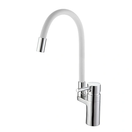 Смеситель для кухни D-Lin D157315-3 с гибким изливом, хром/белый Смеситель для кухни D-Lin D157315-3 с гибким изливом, хром/белый