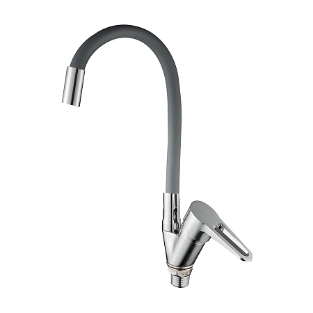 Смеситель для кухни D-Lin D150303-2 с гибким изливом, хром/серый Смеситель для кухни D-Lin D150303-2 с гибким изливом, хром/серый