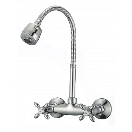 Смеситель для кухни D-Lin D142808-T настенный с гибким изливом, хром