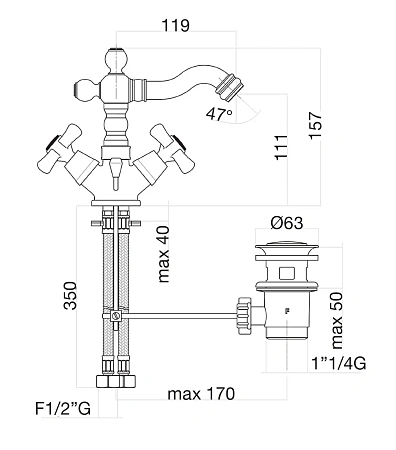 Смеситель для биде Fiore MARGOT 26CR0635 хром Смеситель для биде Fiore MARGOT 26CR0635 хром