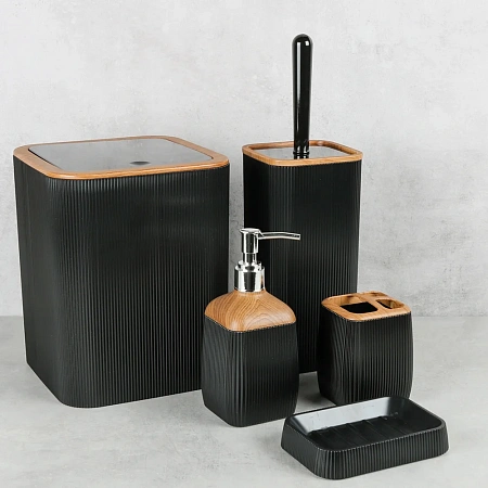 Ведро для мусора FIXSEN BLACK WOOD FX-401-6 черный/коричневый Ведро для мусора FIXSEN BLACK WOOD FX-401-6 черный/коричневый