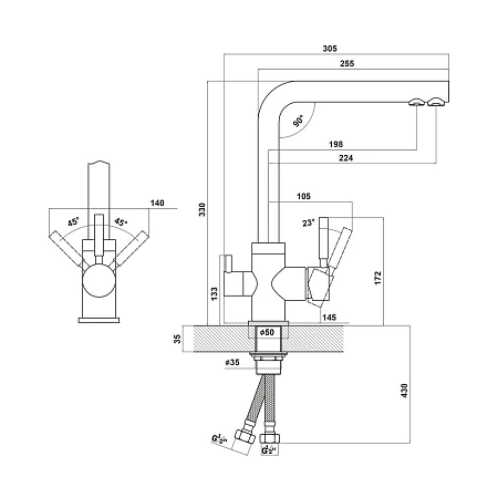 Смеситель для кухни Florentina АРЕС 333.19H.2123.102 с подключением к фильтру, черный Смеситель для кухни Florentina АРЕС 333.19H.2123.102 с подключением к фильтру, черный