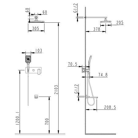 Душевая система Fmark FS8750-3C встраиваемая, золото матовое Душевая система Fmark FS8750-3C встраиваемая, золото матовое