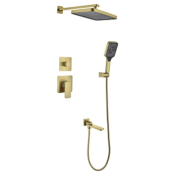 Душевая система Fmark FS8748-3C встраиваемая, золото матовое