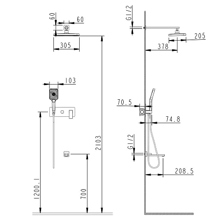 Душевая система Fmark FS8750-3A встраиваемая, хром Душевая система Fmark FS8750-3A встраиваемая, хром