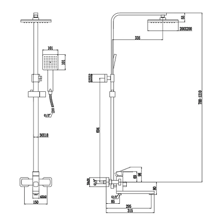 Душевая система Fmark FS8145-25H черный Душевая система Fmark FS8145-25H черный