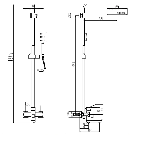 Душевая система Fmark FS8145Q графит Душевая система Fmark FS8145Q графит