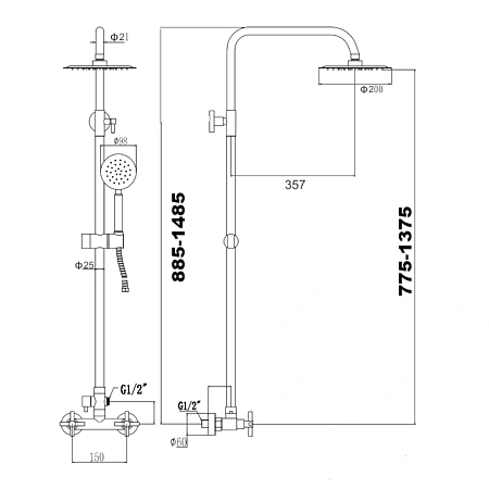 Душевая система Fmark FS8435H черный Душевая система Fmark FS8435H черный