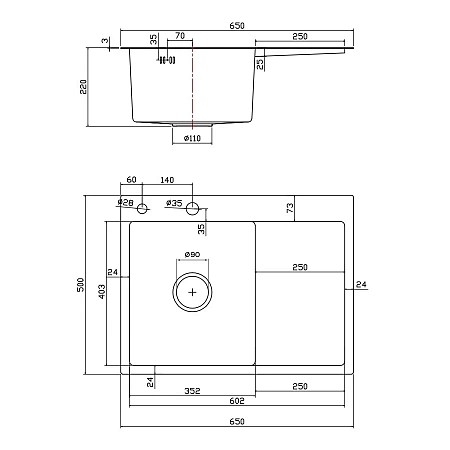 Кухонная мойка Fmark FSC6550C-L золото матовое Кухонная мойка Fmark FSC6550C-L золото матовое