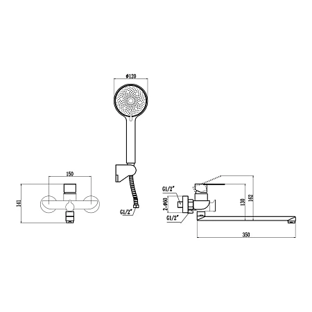 Смеситель для ванны Fmark FS8824Q графит Смеситель для ванны Fmark FS8824Q графит