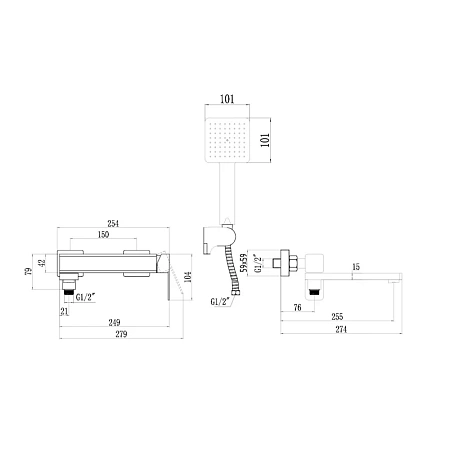 Смеситель для ванны Fmark FS8724-22Q графит Смеситель для ванны Fmark FS8724-22Q графит