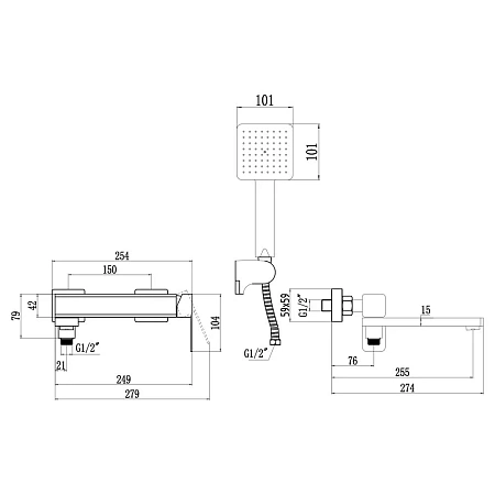 Смеситель для ванны Fmark FS8724-22A хром Смеситель для ванны Fmark FS8724-22A хром