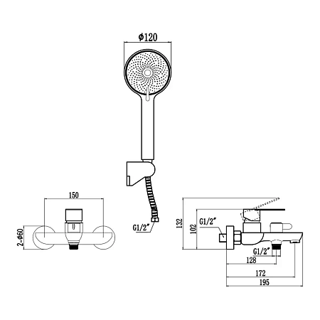 Смеситель для ванны Fmark FS8803H черный Смеситель для ванны Fmark FS8803H черный