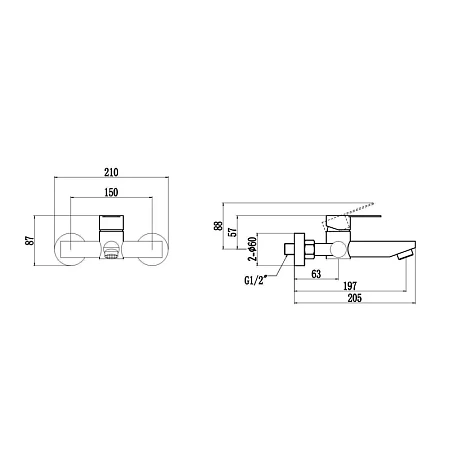 Смеситель для ванны Fmark FS8202Q графит Смеситель для ванны Fmark FS8202Q графит