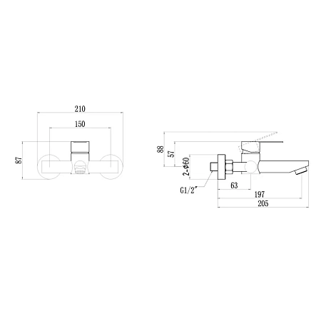 Смеситель для ванны Fmark FS8202H черный Смеситель для ванны Fmark FS8202H черный