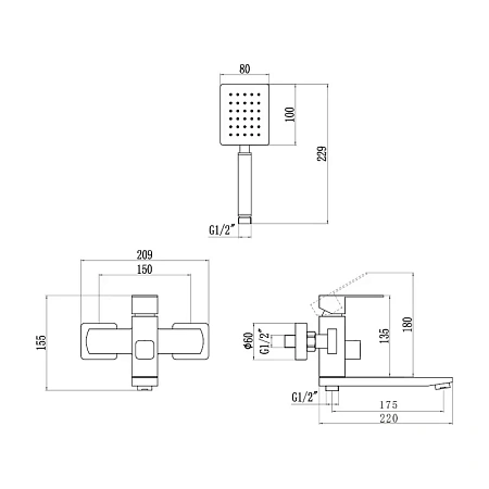 Смеситель для ванны Fmark FS8104H черный Смеситель для ванны Fmark FS8104H черный