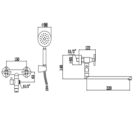 Смеситель для ванны Fmark FS8424H черный Смеситель для ванны Fmark FS8424H черный