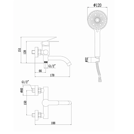 Смеситель для ванны Fmark FS8206W белый Смеситель для ванны Fmark FS8206W белый
