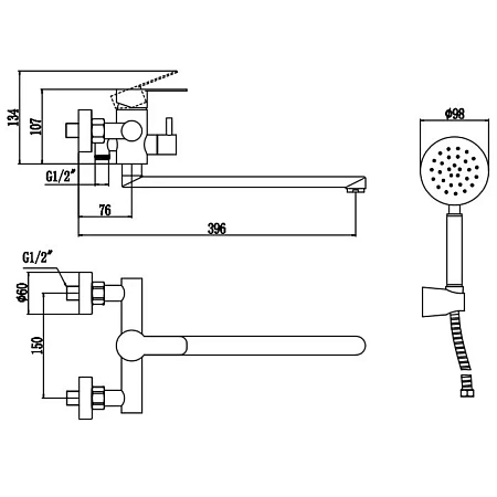 Смеситель для ванны Fmark FS8224H черный Смеситель для ванны Fmark FS8224H черный