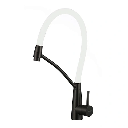 Смеситель для кухни Fmark FS8255H-02 с гибким изливом, черный/белый Смеситель для кухни Fmark FS8255H-02 с гибким изливом, черный/белый